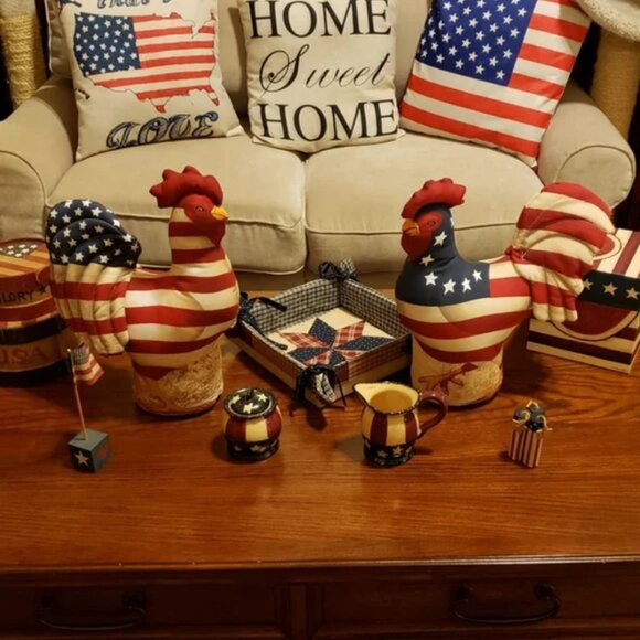 Vintage Yankee Doodle Doo Rooster Chicken Dolls Daisy Kingdom Fabric Panel - Picture 13 of 13